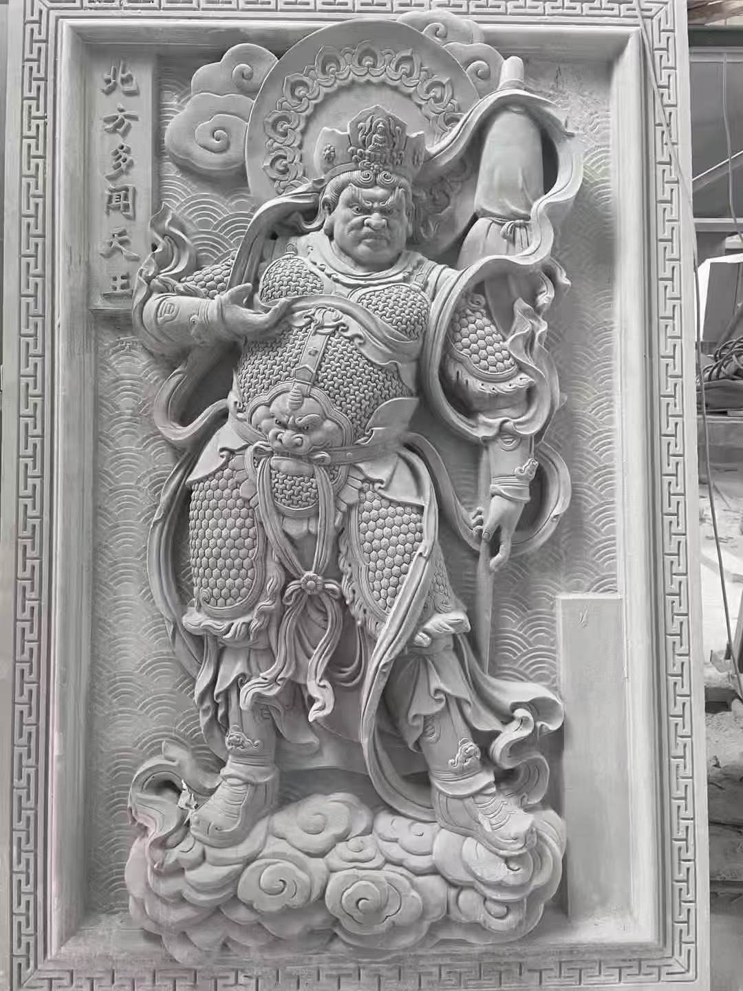 江苏 芝麻灰花岗岩人物雕刻——多闻天王