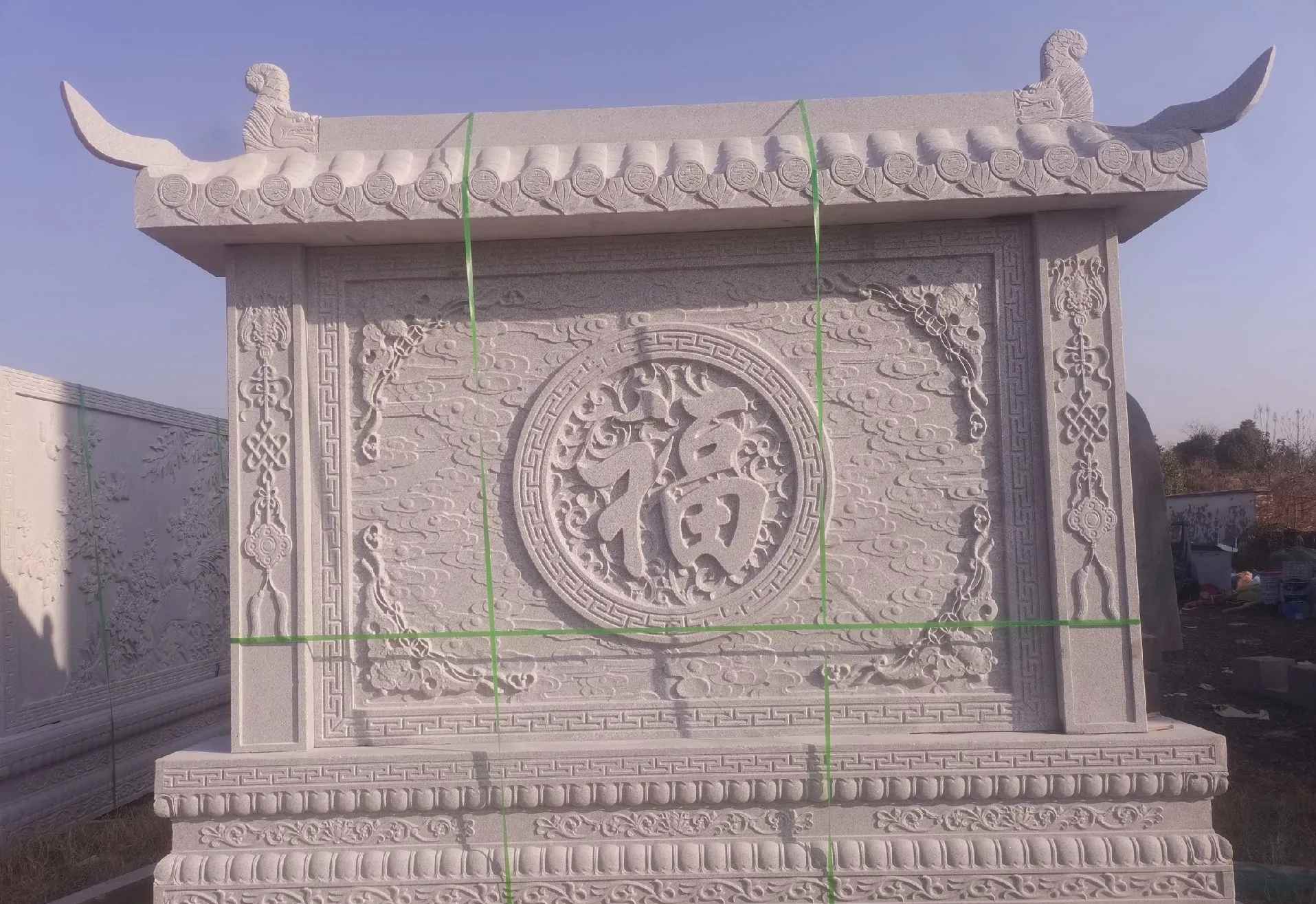 江苏 芝麻白花岗岩屏风，照壁，影壁